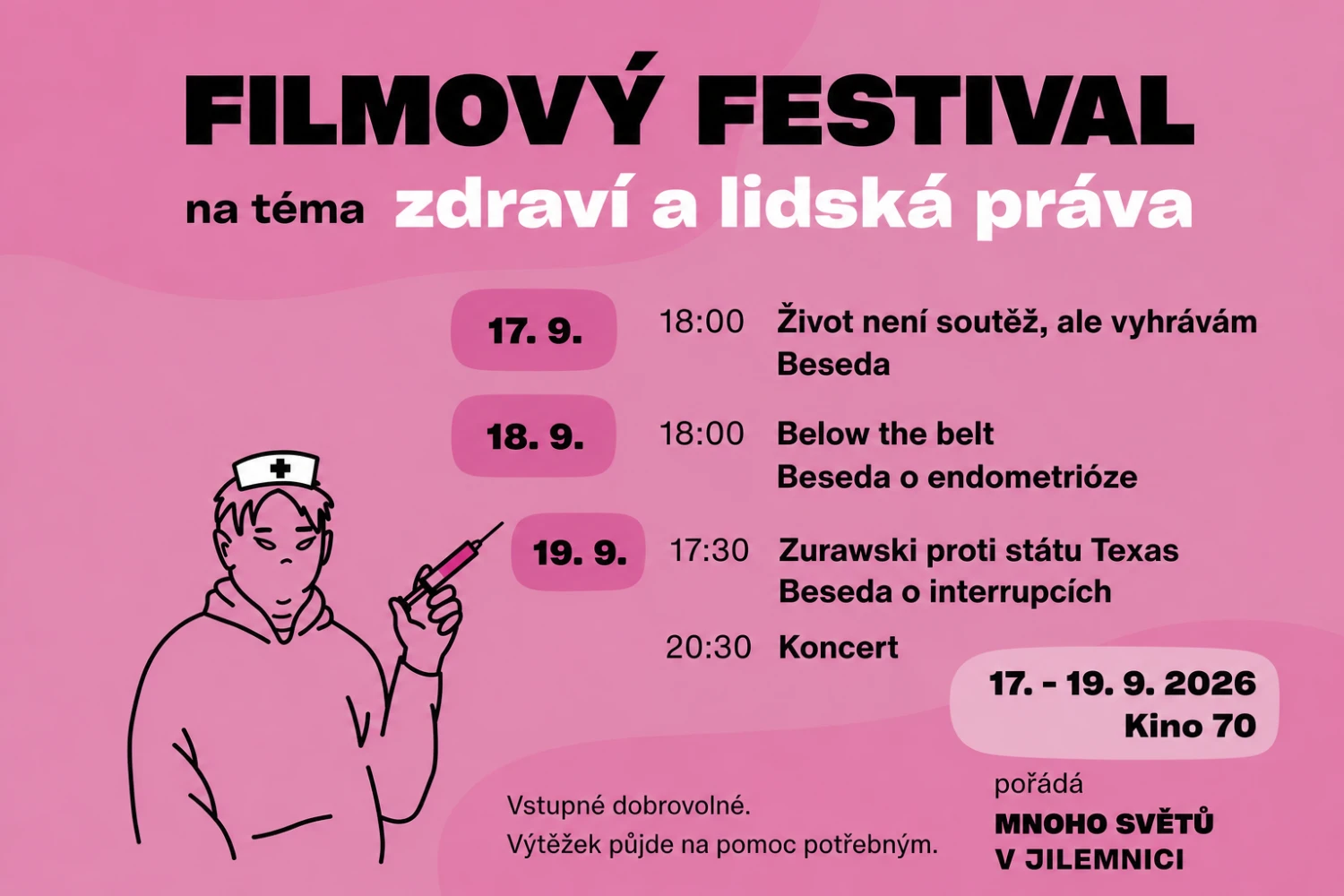 <p>Letošní ročník festivalu <strong>Mnoho světů</strong> přináší tři výrazné dokumentární filmy, které otevírají aktuální témata spojená s tělem, zdravím, rovností a právem rozhodovat o vlastním životě.</p><p>Snímek <strong>Život není soutěž, ale vyhrávám</strong> se prostřednictvím sportu vrací k příběhům žen, queer a transgender lidí, jejichž zkušenosti byly dlouho vytlačovány na okraj. <strong>Below the Belt</strong>, uvedený v české premiéře, upozorňuje na přehlíženou realitu endometriózy a na to, jak předsudky a nedostatek informací ovlivňují zdravotní péči o ženy. Dokument <strong>Zurawski proti státu Texas</strong> pak sleduje ženy, které se po život ohrožujících zkušenostech postavily restriktivním interrupčním zákonům a rozhodly se žalovat stát Texas.</p><p>Všechny projekce doplní <strong>besedy</strong>, které nabídnou prostor zasadit témata filmů do širších souvislostí a otevřít společnou diskusi. Letošní Mnoho světů tak zve nejen k filmu, ale také k rozhovoru o otázkách, které se dotýkají svobody, důstojnosti a rovného postavení ve společnosti.</p>